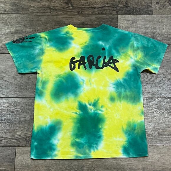 Oakland Athletics Tie‑Dye Jerry Garcia Grateful Dead Tee Green/Yellow Medium - Picture 5 of 8